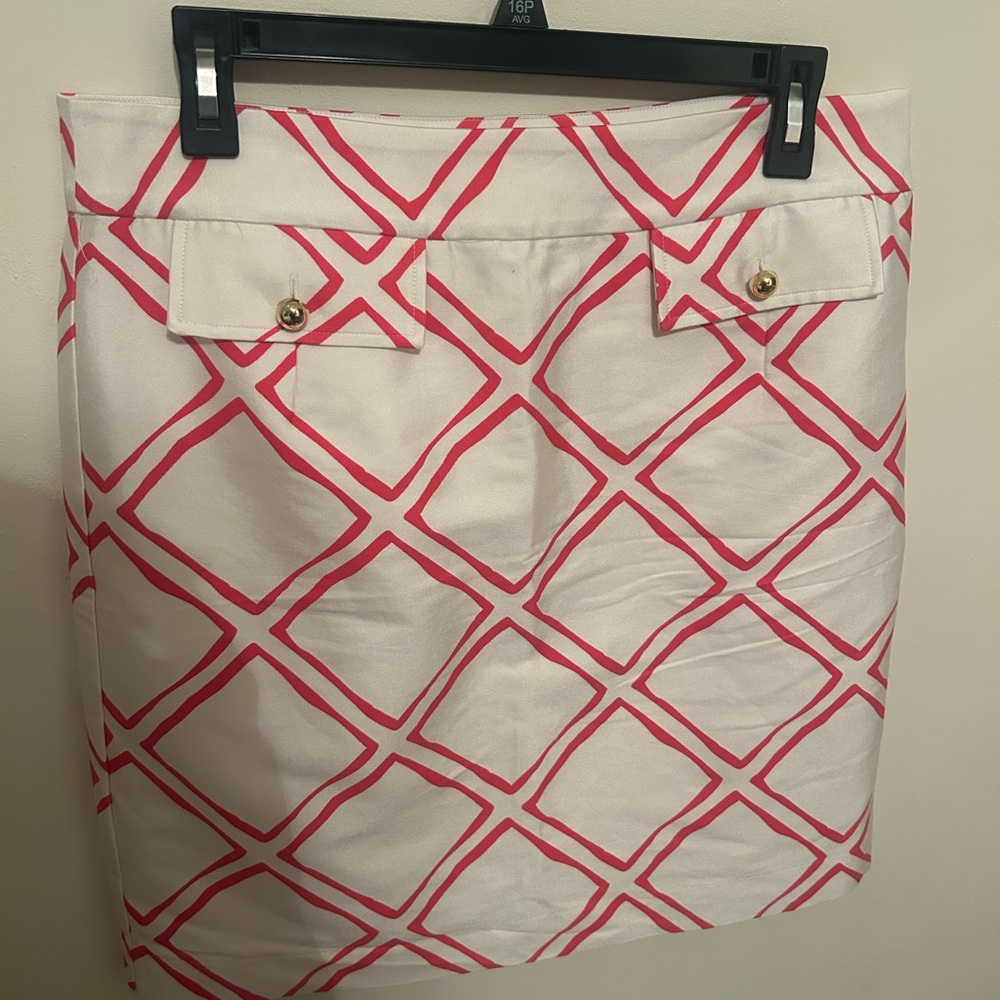 NWT Elizabeth McKay Pink and Red Mini Pencil Skirt